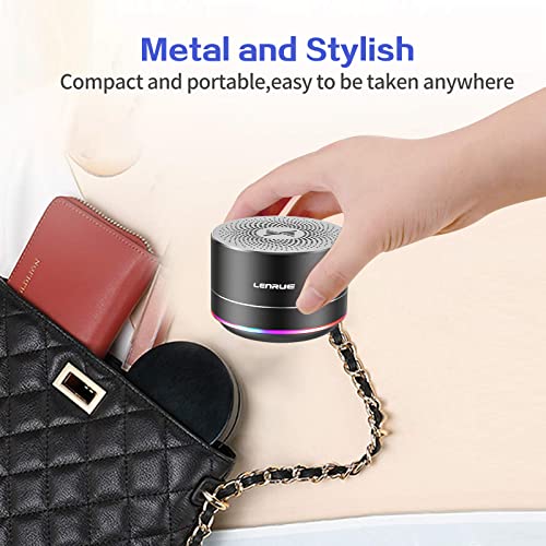 Image of LENRUE Portable Bluetooth Speakers,Wireless Speaker with Clear Sound, Long Playtime, Small Mini Metal Speaker,Christmas Birthday Gifts for Men, Women,Kids(Black)