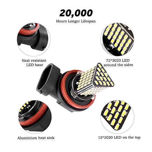 Auxbeam H11 H16/Jp Led Fog Light Bulb 6000K 800 Lumens Xenon White Extremely Bright, Led Light Bulb For Signal, Turn, Parking, Tail Lights (Pack Of 2) #TOP2