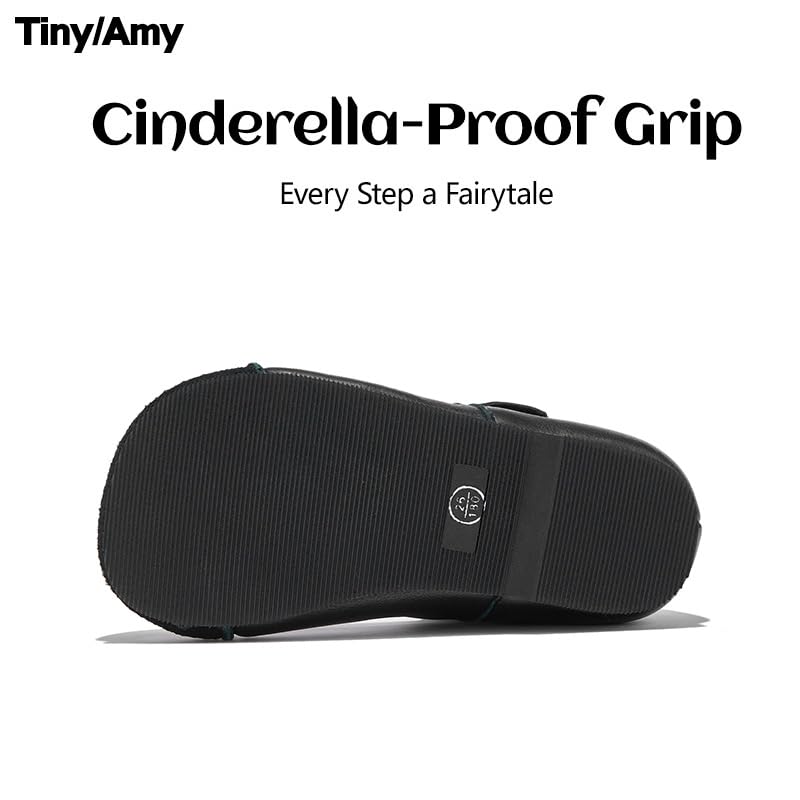 Girls Mary Jane Dress Shoes with Buckle Strap – Toddler/Little Kids Soft Sole Flat Shoes for School, Party, Wedding, Formal Occasion – Classic Leather Look with Anti-Slip Outsole & Lace Detail4