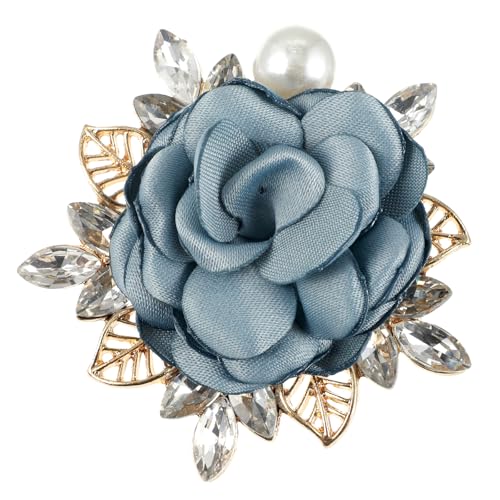 Mabor Broche floral para mujer, flor de aleación de zinc con diseño de perlas y tela, elegante pin de solapa para vestidos, chaquetas, sombreros y bolsos