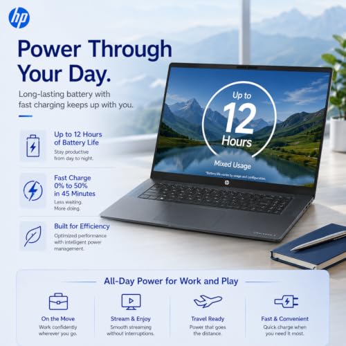 Image of HP OmniBook (Next Gen Pavilion) 17.3 inch Business Laptop, FHD IPS Micro-Edge Display, Intel Core Ultra 7, 24GB DDR5 RAM, 512GB PCIe SSD, Backlit Keyboard, Wi-Fi 7, Thin & Lightweight, Windows 11 Pro
