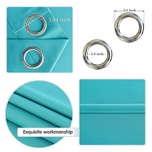 Image of IVAZA Living Room Bedroom Room Darkening Thermal Insulated Polyester Solid Blackout Curtain Noise Reducation Long Door Curtain 9 feet Set of 2(Aqua)