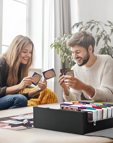 UAONO Kartenaufbewahrungsbox für Trading Cards, 2400+ MTG Commander Deck Box mit 24pcs bunten Teilern, Kartenetui passend für Magic TCG PTCG Spielkarten(schwarz und grau) – Bild 7