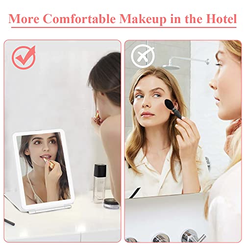 Fome Travel Makeup Mirror With 56 Leds Lights, Travel Makeup Vanity Mirror With 1X/10X Magnification Touch Screen Dimmable Lighting Rechargeable Folding Mirror For Handbag #TOP5