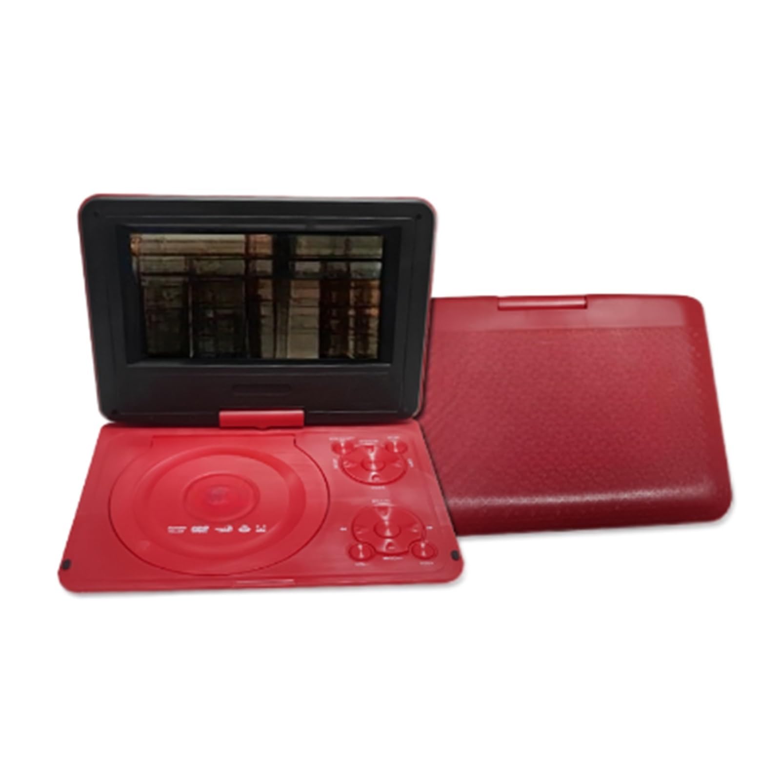 Lettore DVD portatile, Lettore DVD portatile HD da 7,8 pollici con TV, lettore CD e giochi, schermo girevole a 180° alta risoluzione(Red 2)