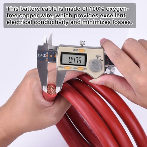 Image of 2 /0 Battery Cable, 5FT Red + 5FT Black 2 /0 Welding Cable, Stranded Oxygen-Free Pure Copper Wire for Automotive, Battery, Solar, Marine and Generator