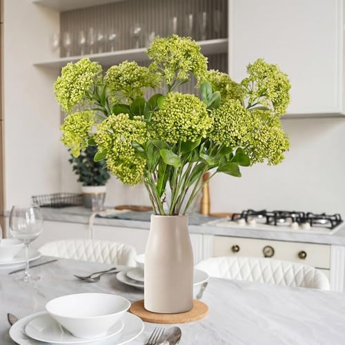 Image of 4 Pcs Artificial Flowers for Decoration, 23 Inch Faux Berry Stems Faux Skimmia Spray with Leaves Fake Flowers for Vase Home Table Floral Arrangement Wedding Decor(Green,Classic)