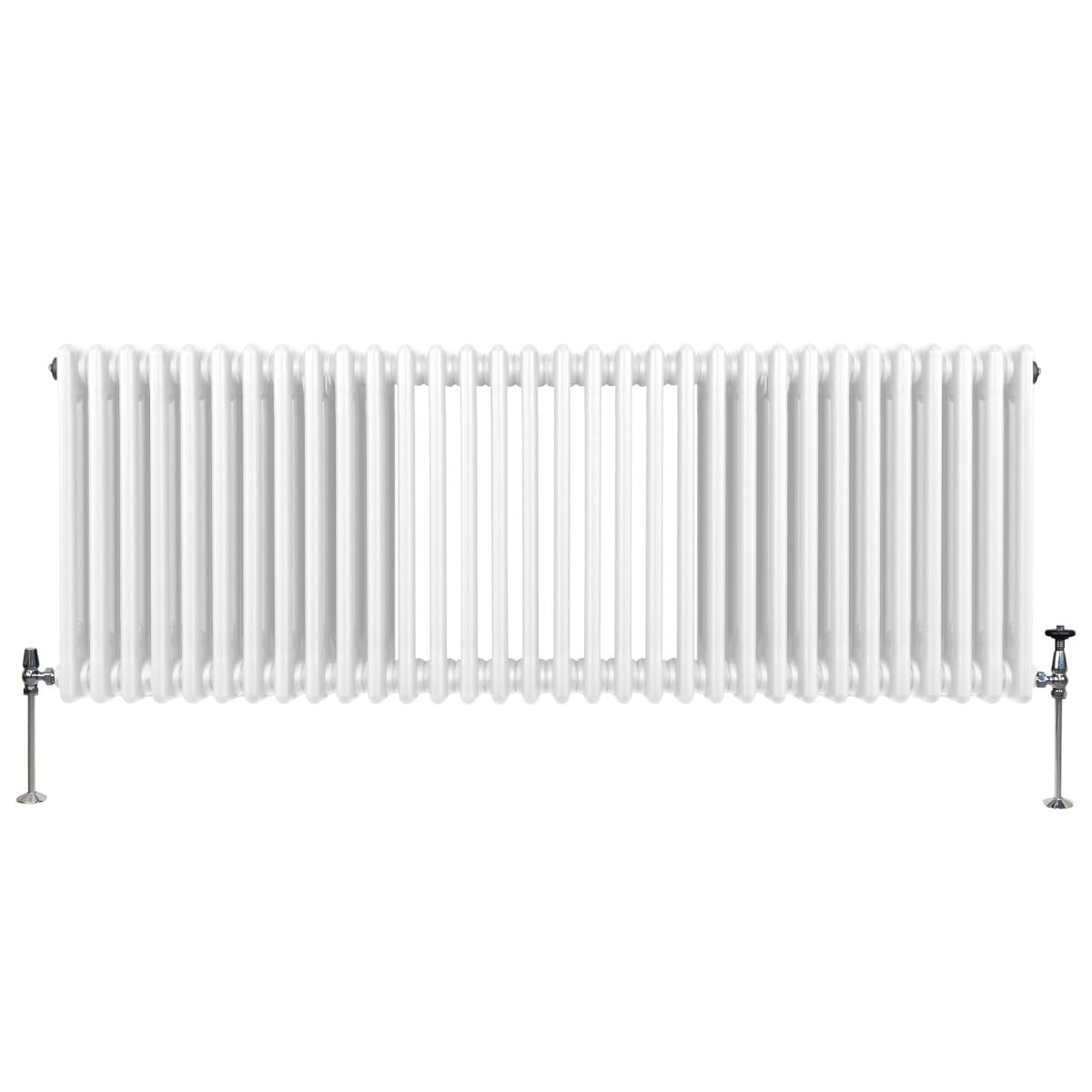Radiador Tradicional Horizontal de 3 Columnas 600mm x 1462mm | Blanco | Acero | Montado en pared | Kit de fijación y soportes + Cepillo de limpieza GRATIS | Calefacción estufa calefactor