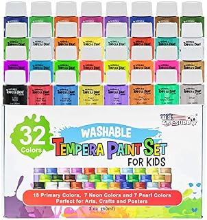 U.S. Art Supply 32 Color Children's Washable Tempera Paint Set - 2 Ounce