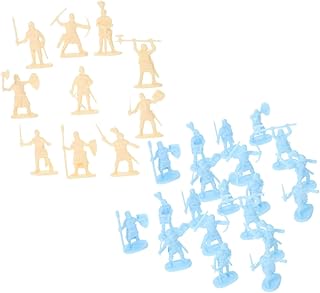 Hemobllo 200 Piezas Conjunto de Miniaturas de Soldados Medievales Plástico para Decoración rol Figuras de Acción de Caballeros para Jardín y Oficina Colores Azul y Amarillo