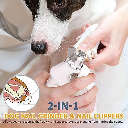 Image of Pet Grooming Kit Dog Nail Grinder 2-in-1 Dog Nail Trimmers Cat Nail Clipper Kit with Dual LED Lights USB Rechargeable Pet Nail Grinder for Small Medium and Large Dogs Pet Trimmer