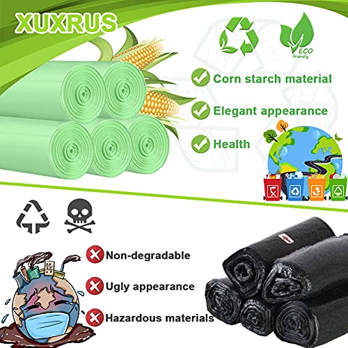 XUXRUS 5L Compost Food Waste Bags for Kitchen, 200 Count Green Bin Bags by XUXRUS - Image 5