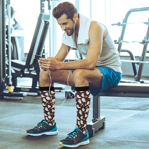 Image of Wusikd Blue Yellow Monster Trucks Compression Socks for Women and Men Circulation Long Socks for Athletic Running 1