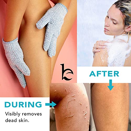 Exfoliating Glove (4 Pcs, 2 Pairs) - Heavy Exfoliate Glove For Dead Skin Bath Exfoliating Gloves For Shower Spa Massage & Body Scrub - Shower Gloves Exfoliating For Women & Men #TOP2