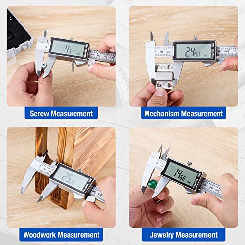 Raynesys Digital Caliper 6 Inch With Large Lcd Screen, Inch/Mm/Fraction Conversion, 150Mm Micrometer Caliper All Stainless Steel Diameter Measuring Tool For Jewelers/Woodworkers/Diy #TOP7