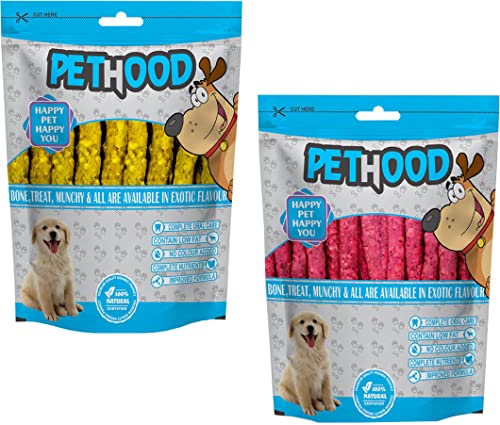 Image of Dog Chew Munchy Sticks Mix Flavour 450g Chicken and 450g Mutton 900g, Pack of 2, Dog Food Stick, Dog Treats for All Life Stages
