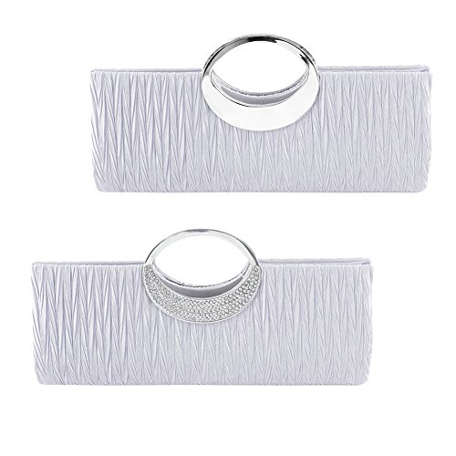Elegant Evening Rhinestone Satin Pleated Wedding Party Clutch Purse Handbag2