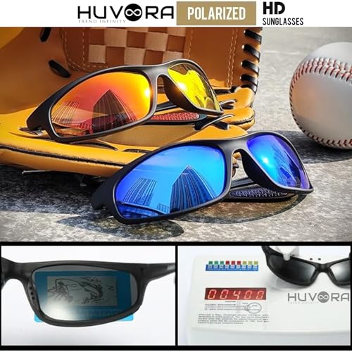 Image of Stylish Polarized Sports Sunglasses for Men Women - Unbreakable HD Clear Vision Cricket Motorcycle Riding Running Cycling Biking Driving Wraparound Branded Oval Goggles