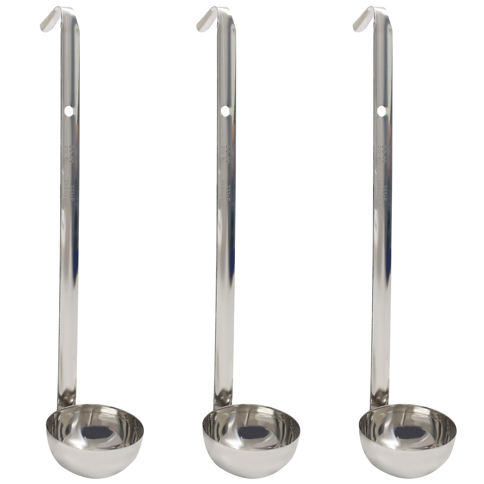 Auvotuis 2 Oz Stainless Steel Ladle, 3 Pcs, 9" Long Handle Length