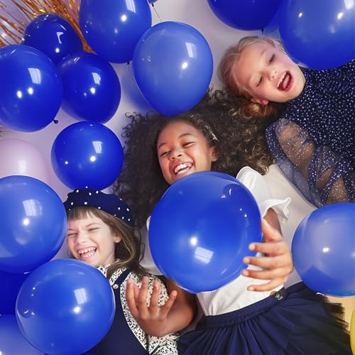 Image of Blue Balloons Blue Party Decorations 100 Pack 12 inch Round Royal Blue Balloons for Birthday Graduation Baseball Nautical 4th of July Independence Memorial Day Patriotic Party Decorations