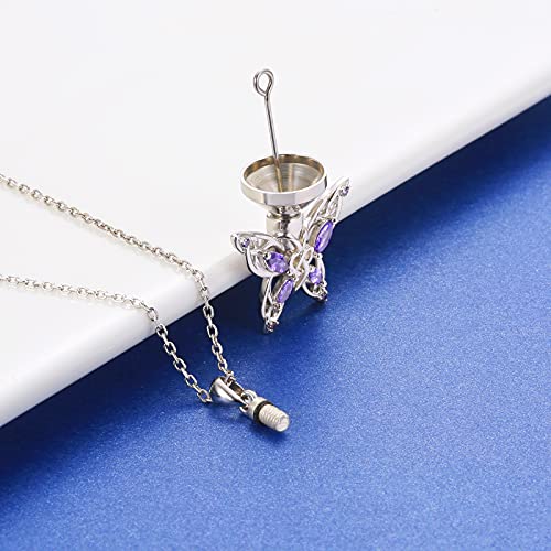 MANBU Butterfly Cremation Urn Necklace for Ashes: 925 Sterling Silver Memorial Pendant Jewelry Women Keepsake Bereavement Gift for A Loss of the Loved One4