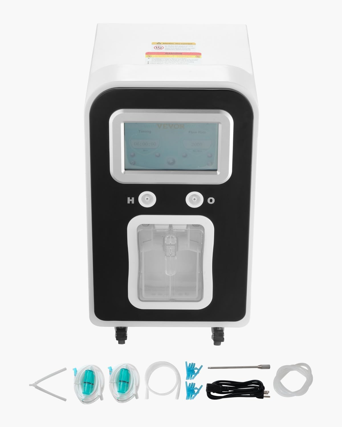 VEVOR Hydrogen Inhalation Machine, 99.99% High Purity Hydrogen Inhaler, HO-Separated 1800ml/min Dual Port Hydrogen Oxygen Inhaler, Hydrogen-Rich Water Generator with Wheels for Home Travel