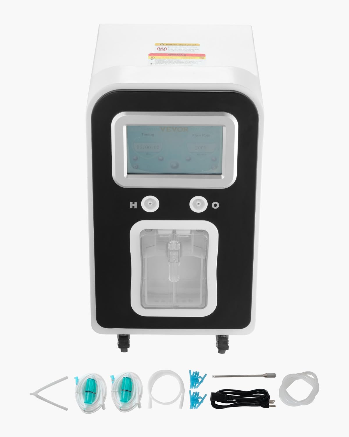 VEVOR Hydrogen Inhalation Machine, 99.99% High Purity Hydrogen Inhaler, HO-Separated 1800ml/min Dual Port Hydrogen Oxygen Inhaler, Hydrogen-Rich Water Generator with Wheels for Home Travel