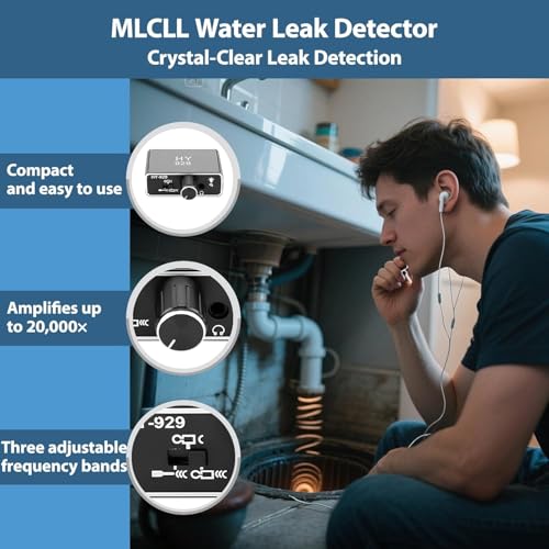 Image of Water Leak Detectors for Home - Professional Water Leak Detector with Dual Probes, Noise Reduction, and Headphones, High Sensitivity Sound Amplifier for Underground Pipe and Wall Leak Detection2
