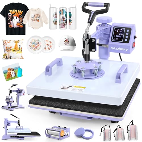 Whubefy 8 in 1 Heat Press Machine 15x15 Slide Out with 30OZ Tumbler Press, 1400W 360° Swing Away Shirt Pressing Machine, Heat Transfer Sublimation Heat Press Machine for T Shirts Hat Cap Cup Mug...