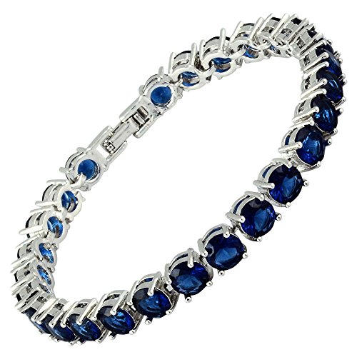 RIZILIA Round Cut Multi-Color CZ 18K Gold Plated Tennis Bracelet, 7