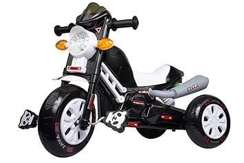 JoyRideStylish Java Bullet Bike Pedal Tricycle for Kids Toddler Trike Headlight, Music,Eva Wheels & Curved Seat Push Along Pedal Trike for 18 Months to 5 Years White