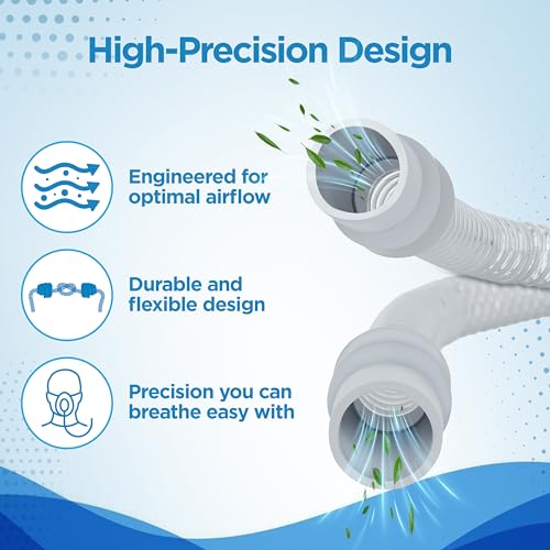 Image of resplabs CPAP Hose | Perfect Fit Replacement Tubing for All CPAP Machines | 6ft Standard 22mm, Gray (Pack of 2)