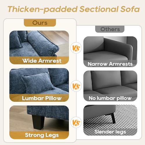 Image of URRED Oversized Modular Sectional Sofa,Blue:116 inch V Shaped