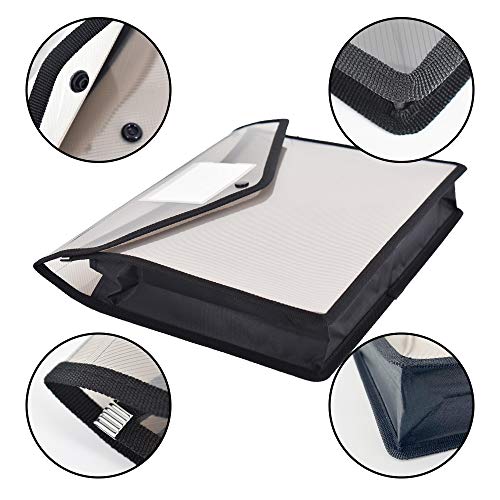 Umriox Plastic File Folders, 5 Pack A4 Poly Envelope Expanding File Wallet Document Folder With Snap Button Closure & Label Pocket (Black) #TOP6