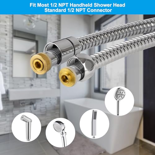 Hibbent All Metal Shower Hose, 119 Inch Stainless Steel Extra Long Shower Hose Replacement, Brass Insert & Nut, Anti-Twist Handheld Shower Head Hose Extension, Flexible Shower Hose Attachment, Chrome - image 4