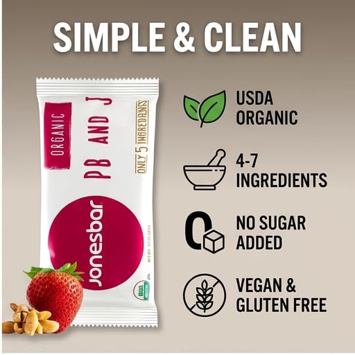 Jonesbar PB and J Bar - Plant Based Protein - 1.7 Oz Pack of 6 image 5