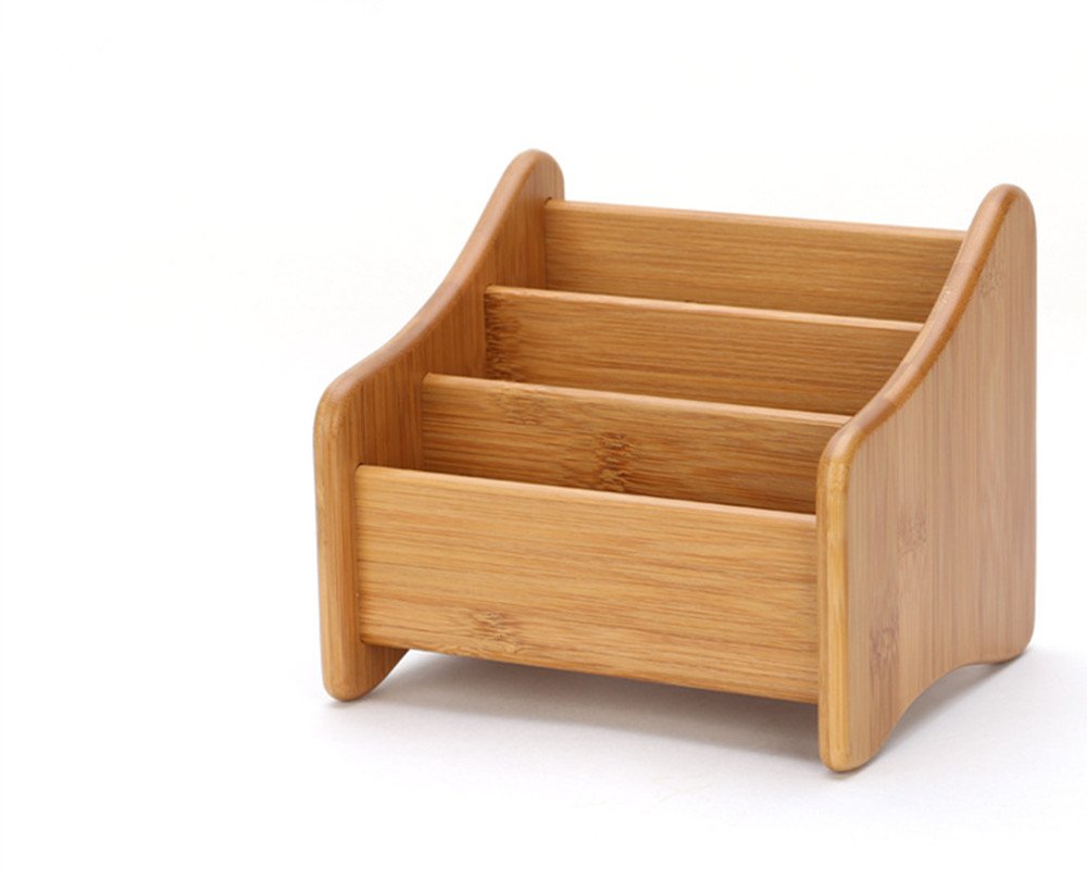 RoseFlower® Multifunzionale Organizzatore da Scrivania Porta Oggetti Organizer Tavolo con 3 Scomparti - Porta Telecomandi universale in Bambù per l' aria condizionata, telecomando TV, DVD #1