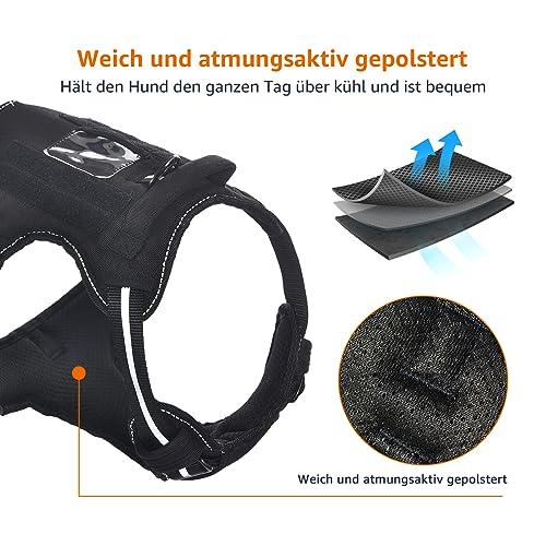 Amazon Basics Anti-Zieh-Hundegeschirr mit vorderem Clip, Westengeschirr, Schwarz, Groß