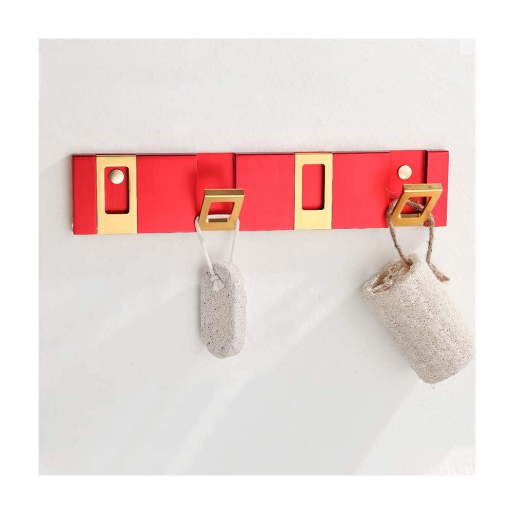 Patère murale en aluminium or rouge, finitions luxe à 4 crochets