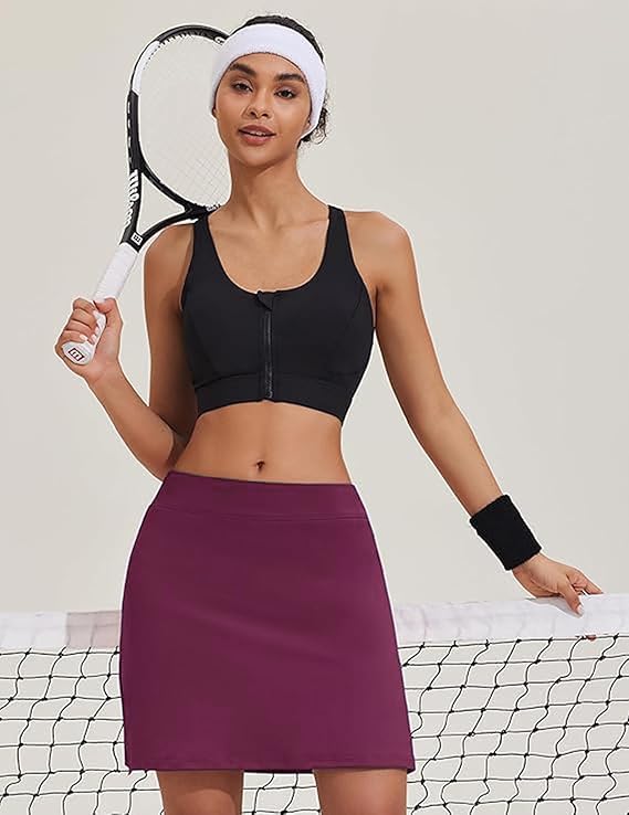 Image of Jawdrobe Women's Women's & Girls High Rise Flared Skorts Stretchy Opaque Skater Skirts with Shorts