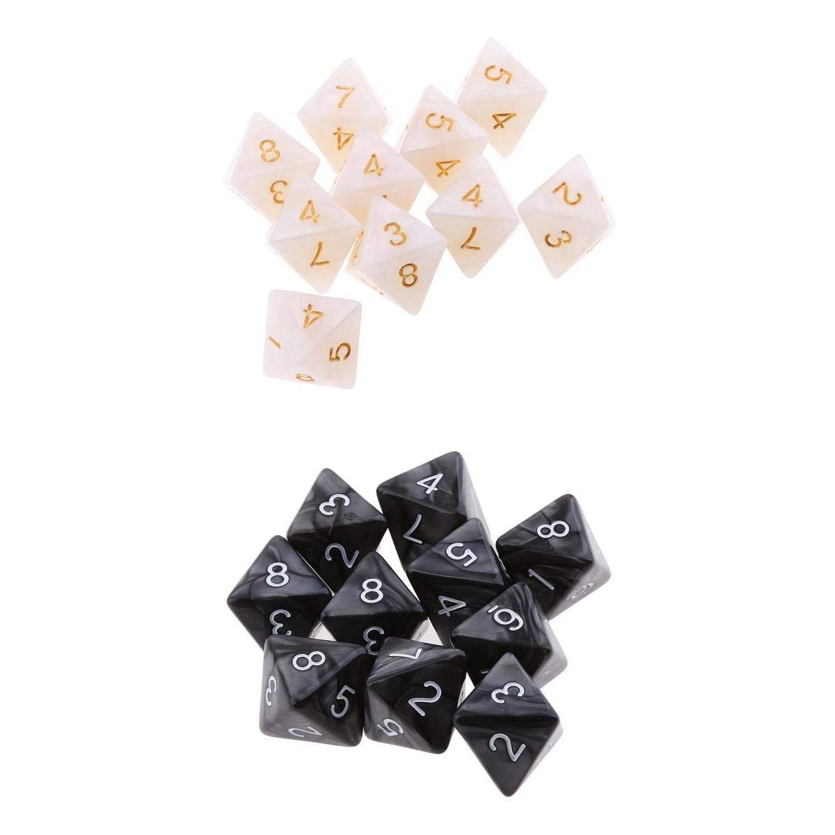ATORSE Toy 20Pcs 8 Sided Dice D8 Polyhedral Dice for Party Table Games Black & White-Toys & Hobbies-Games-Role Playing Games-Dungeons & Dragons-Accessories & Dice-image-49
