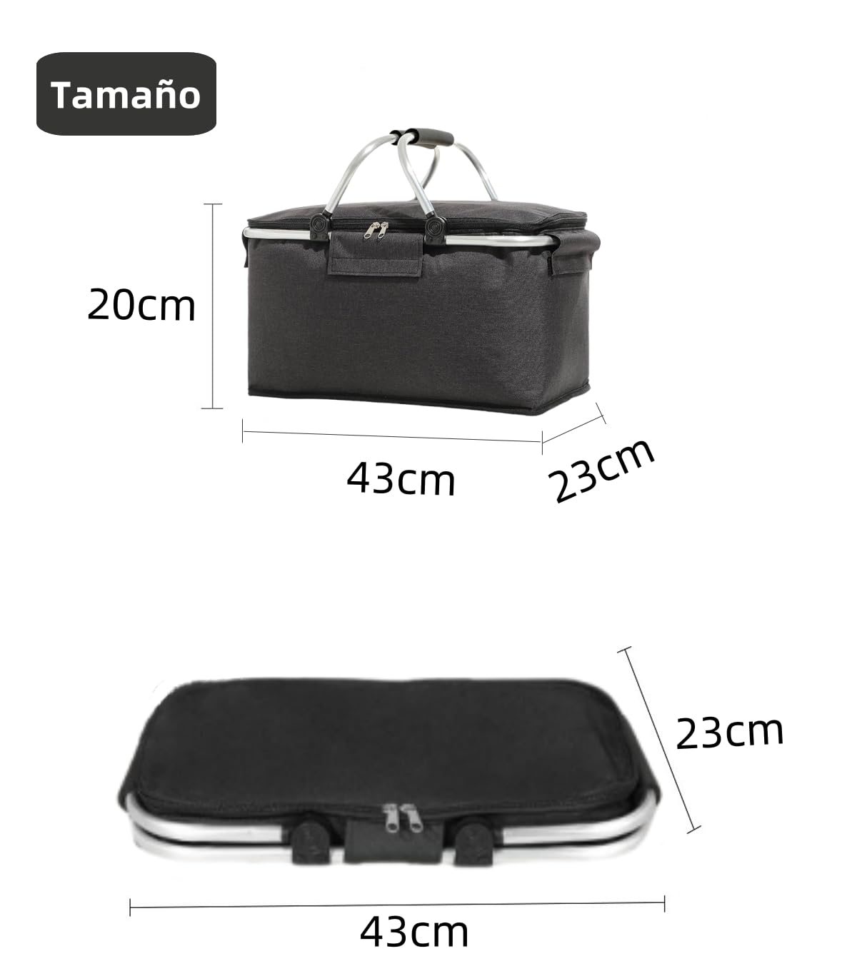 Xingwenhao Sac Isotherme Pique Nique, 30L Grand Panier Pique Nique Pliable, Sac Isotherme Pliable Avec Poignée, Paniers Pique-Nique, Panier Courses Pour Camping Shopping Voyages(38 X 20 X 23 Cm