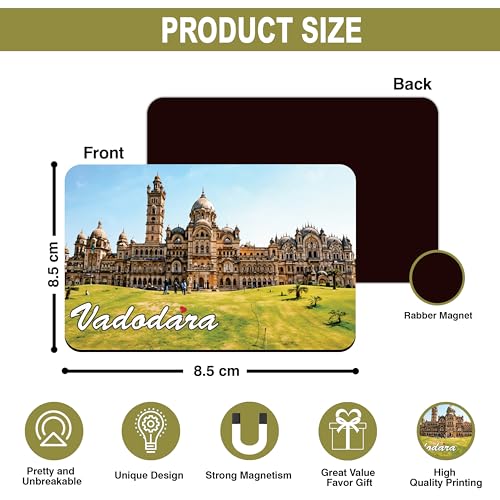 Image of Elegant Fridge Magnet with Themes |Rectangular Size Refrigerator Magnet with Magnetic Rubber Back | Pack of 1, 8.6cm X 5.4cm (Vadodara)
