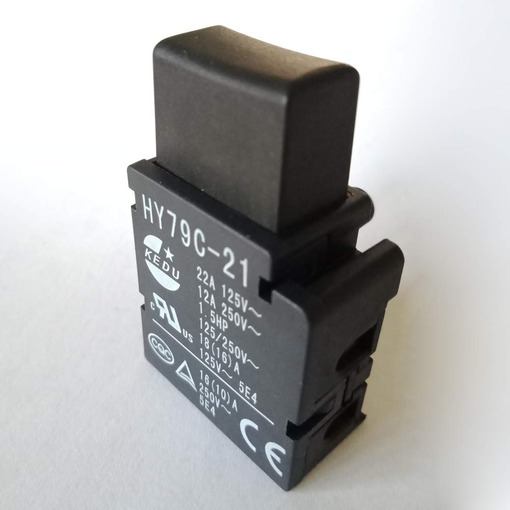 KEDU HY79C-21 Interruptor de disparo Interruptores pulsadores con botón autobloqueante para máquina de corte Taladro eléctrico Cortacésped 125/250V 22/12A pack de 2