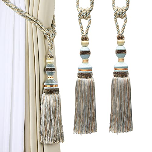 Fenghuangwu 2Pcs Curtain Tiebacks Tassel Tie-Backs, Elegant Curtain Tie Backs