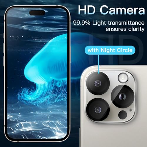 Image of Tempered Glass Camera Lens Protector for iPhone 16 Pro /iPhone 16 Pro Max - Alloy Metal Cover with Tempered Glass - Scratch Resistant, Easy Installation (Clear - 2 Pack)