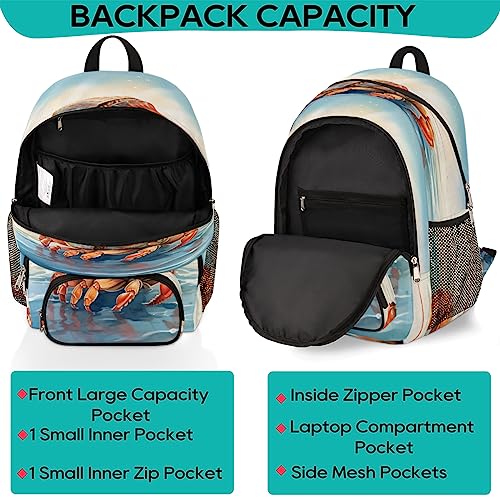 Elementary School Bags for Teens, Cute Ocean Crab Kids Backpacks Hermit Crabs Lightweight Bookbags Waterproof Sturdy Schoolbag Daypack for Girls Boys3