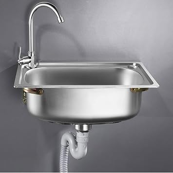 Simple Sink Stainless Steel Wall Mounted Hand Sink - Stainless Steel Sink - Small Single Tank - Simple Kitchen Sink, Sink, Washbasin and Wall Mount with Bracket for Easy Assembly No Stand, 15 x 13