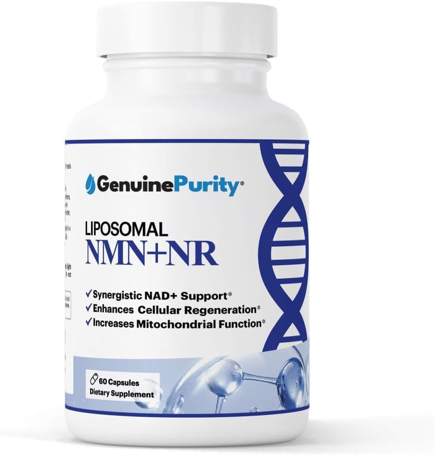 Liposomal NMN + NR Supplement - 60 Vegan Capsules to Support Cellular Health, Energy & NAD+ Levels - USA Made, Non-GMO, Gluten Free