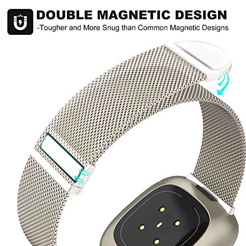 Higgs Replacement Strap Compatible with Fitbit Versa 3/Fitbit Versa 4/Fitbit Sense/Sense 2 Wristband for Men and Women Dual Magnetic Adjustable Smooth Stainless Steel Metal Bracelets for Fitbit 20 - Image 3